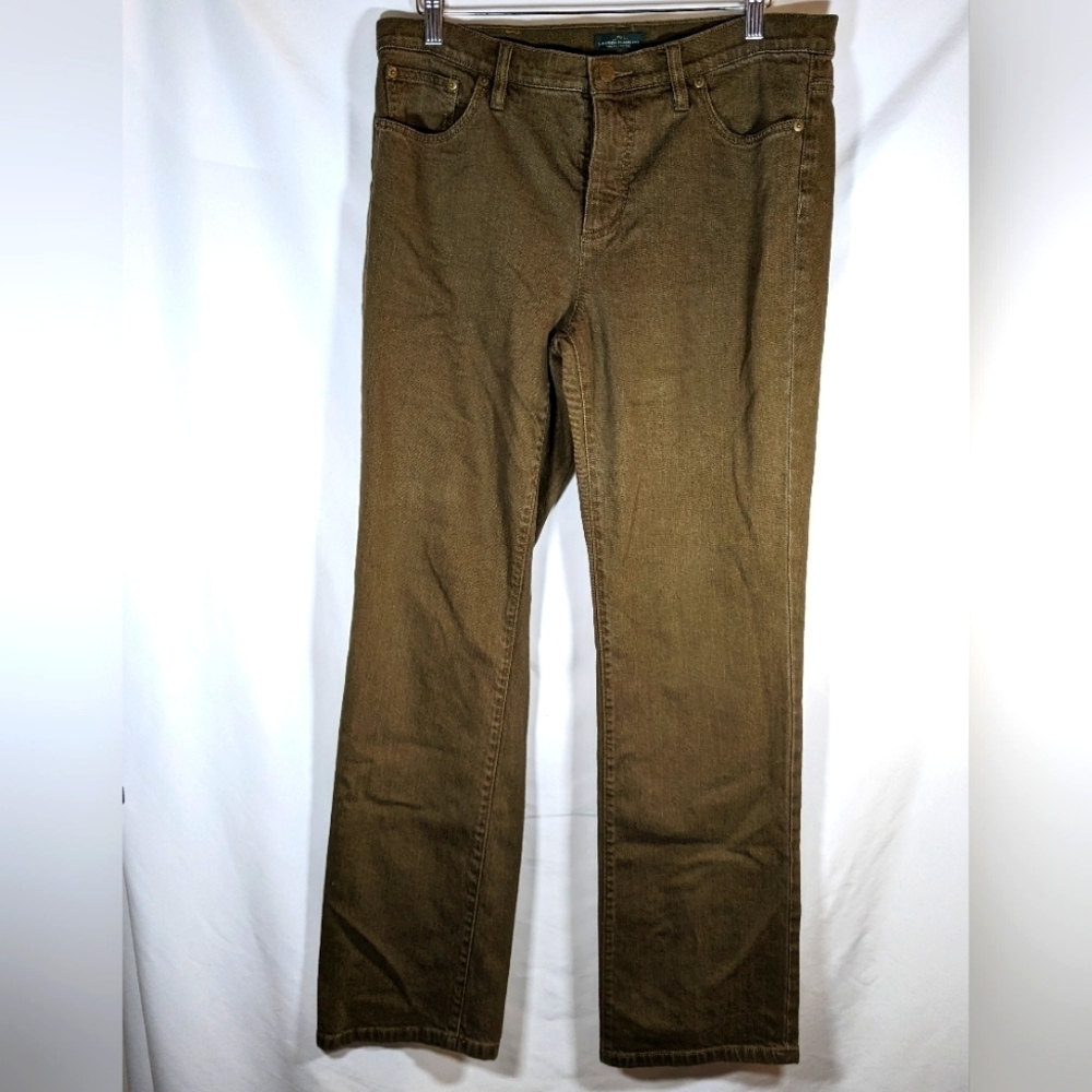 LRL Lauren Jeans Ralph Lauren Classic Straight Olive Green  Size 12